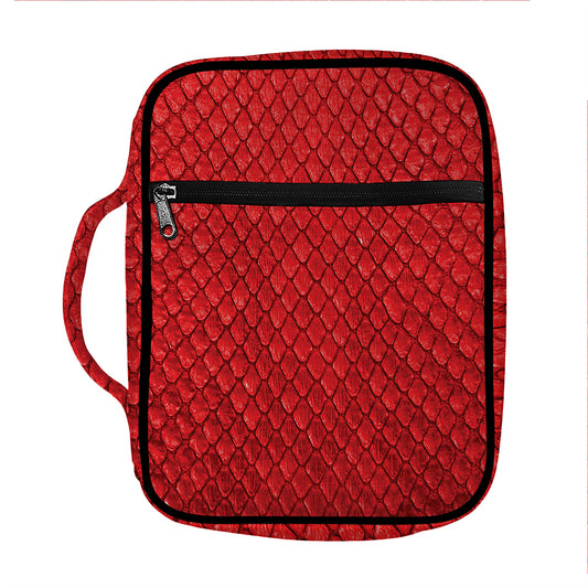 Red Python Snakeskin Print Front Pocket Bible Bag