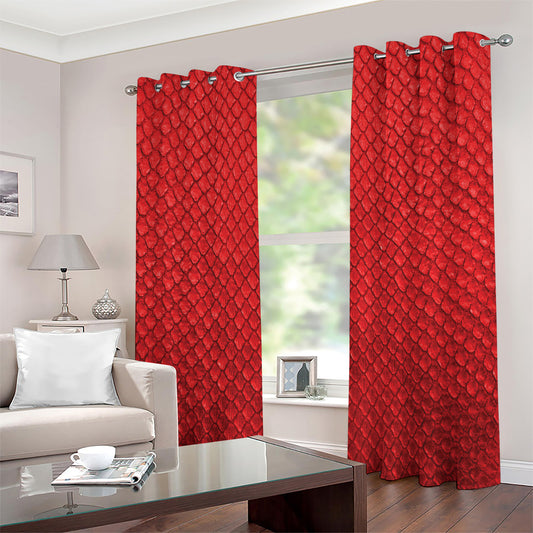Red Python Snakeskin Print Grommet Curtains