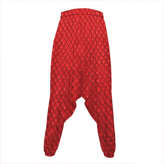 Red Python Snakeskin Print Hammer Pants