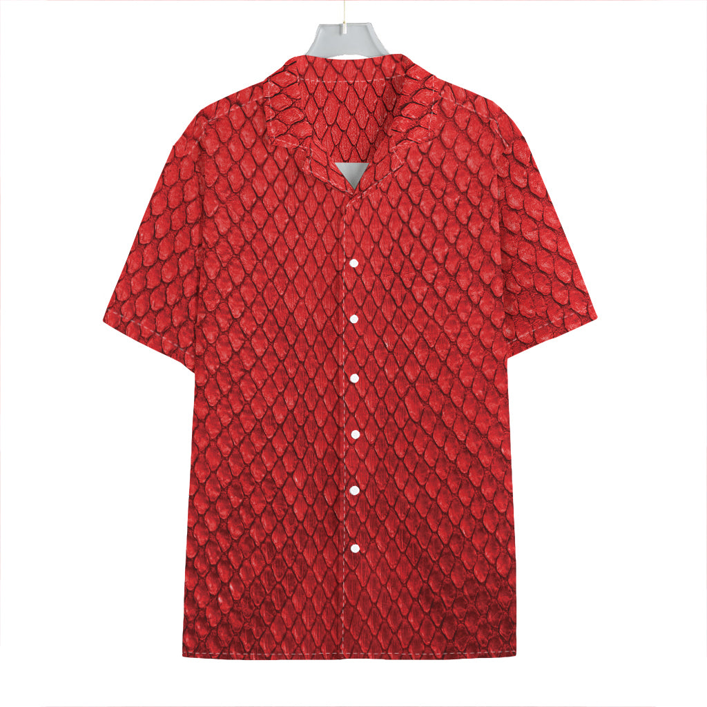 Red Python Snakeskin Print Hawaiian Shirt