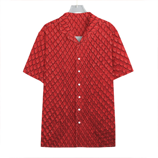 Red Python Snakeskin Print Hawaiian Shirt