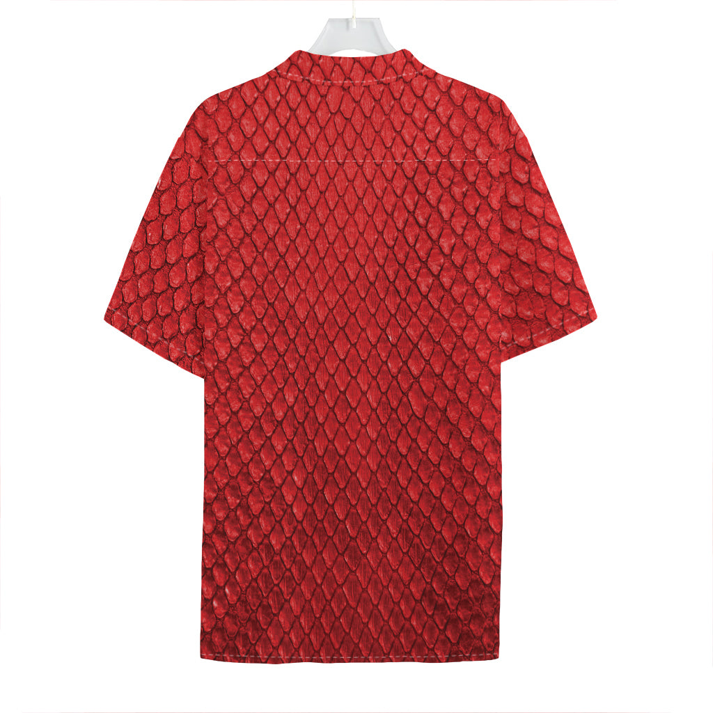 Red Python Snakeskin Print Hawaiian Shirt