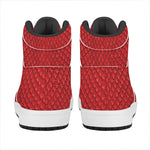 Red Python Snakeskin Print High Top Leather Sneakers