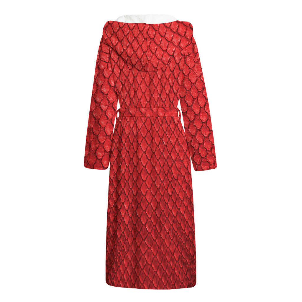 Red Python Snakeskin Print Hooded Bathrobe