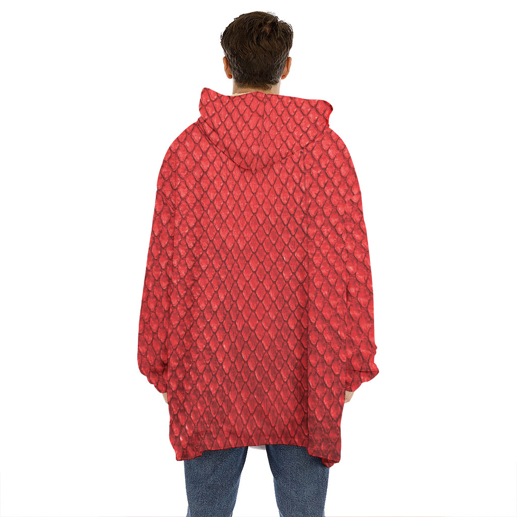 Red Python Snakeskin Print Hoodie Blanket