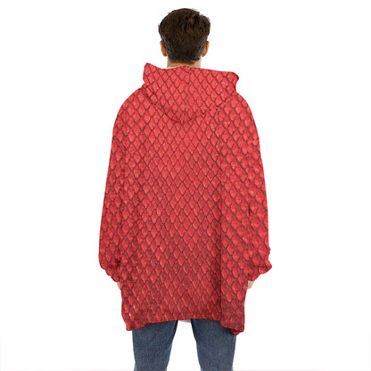 Red Python Snakeskin Print Hoodie Blanket