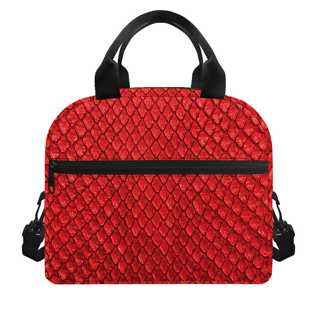 Red Python Snakeskin Print Insulated Lunch Bag