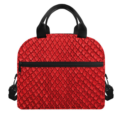 Red Python Snakeskin Print Insulated Lunch Bag