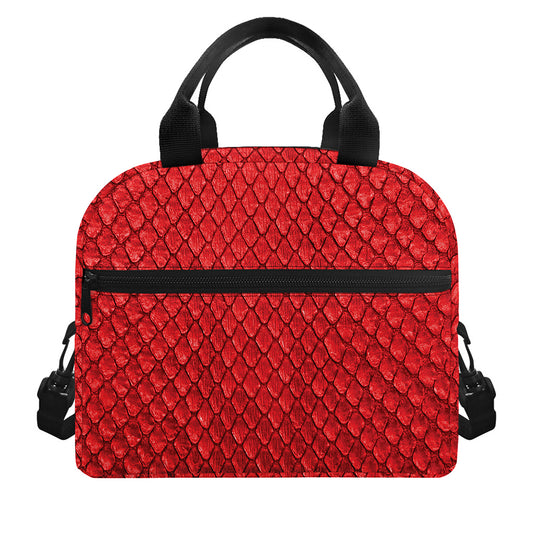 Red Python Snakeskin Print Insulated Lunch Bag
