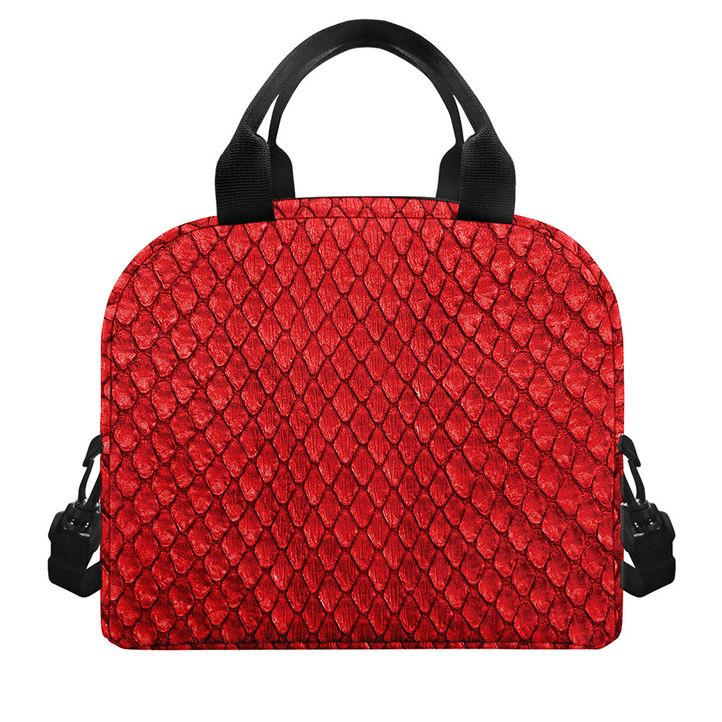 Red Python Snakeskin Print Insulated Lunch Bag