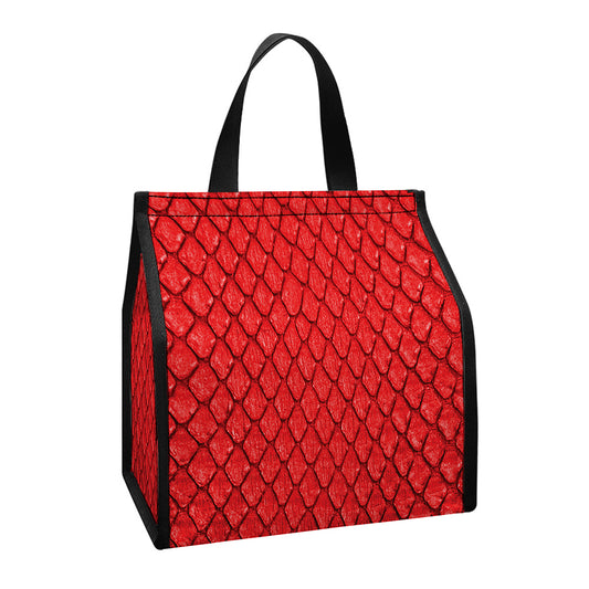Red Python Snakeskin Print Insulated Lunch Tote