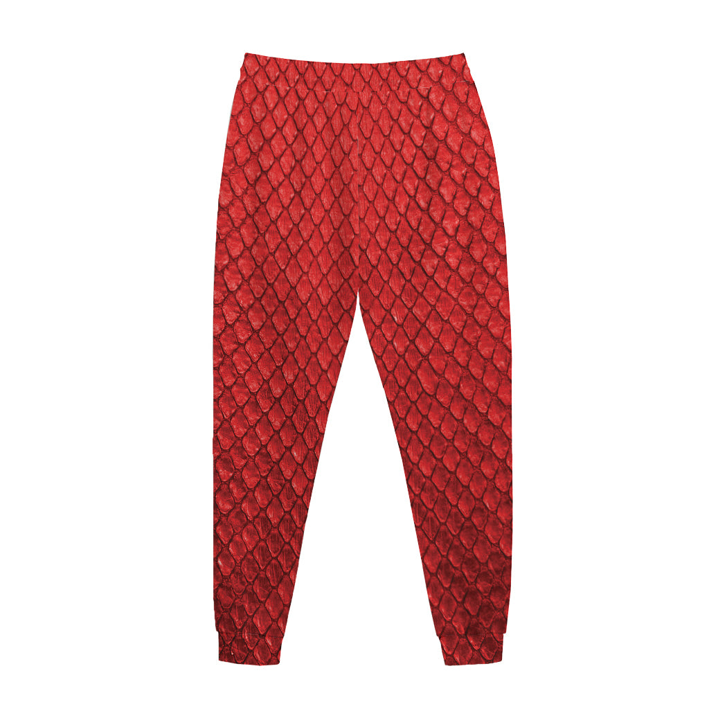 Red Python Snakeskin Print Jogger Pants