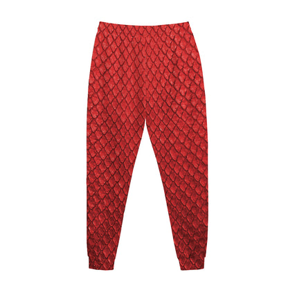 Red Python Snakeskin Print Jogger Pants