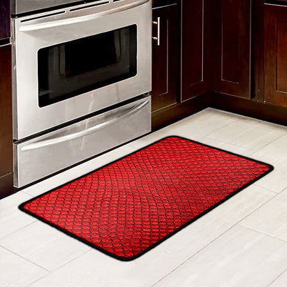 Red Python Snakeskin Print Kitchen Mat
