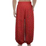 Red Python Snakeskin Print Lantern Pants