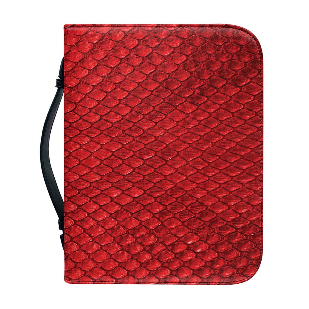 Red Python Snakeskin Print Leather Bible Cover