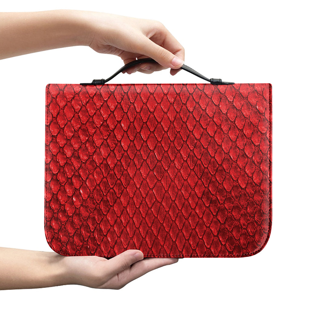 Red Python Snakeskin Print Leather Bible Cover