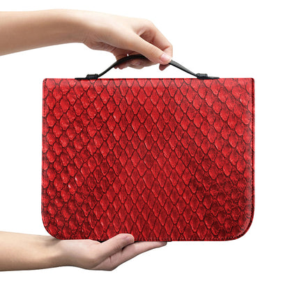 Red Python Snakeskin Print Leather Bible Cover