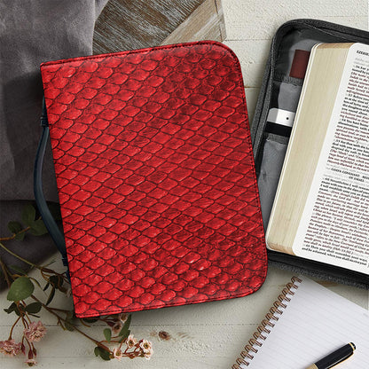 Red Python Snakeskin Print Leather Bible Cover