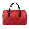Red Python Snakeskin Print Leather Duffel Bag