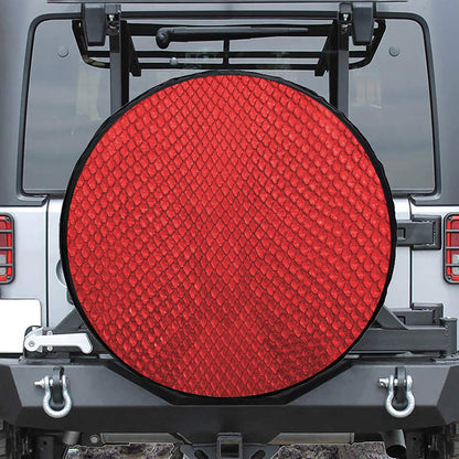Red Python Snakeskin Print Leather Spare Tire Cover