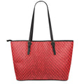 Red Python Snakeskin Print Leather Tote Bag With Zipper