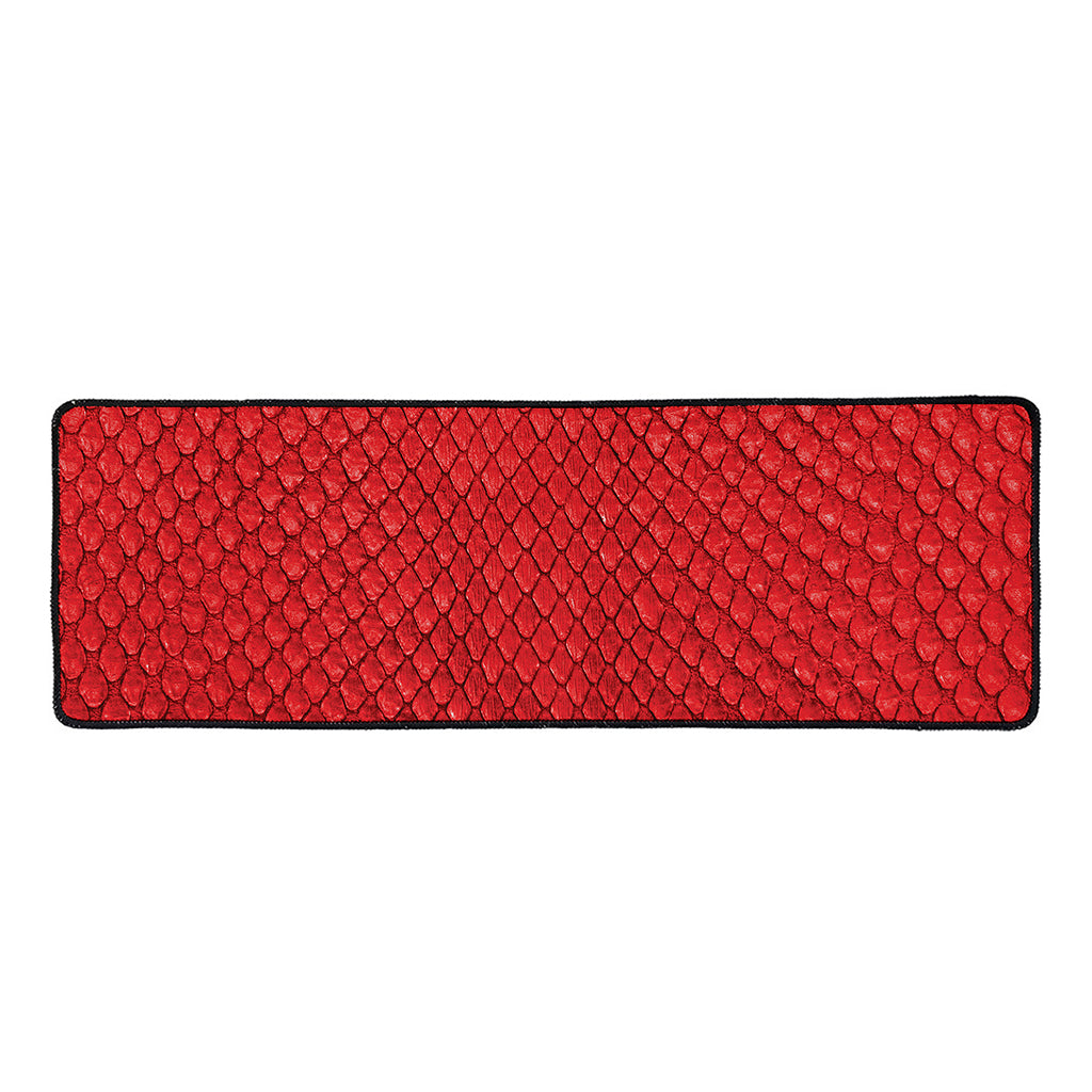 Red Python Snakeskin Print Long Kitchen Mat
