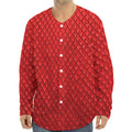 Red Python Snakeskin Print Long Sleeve Baseball Jersey