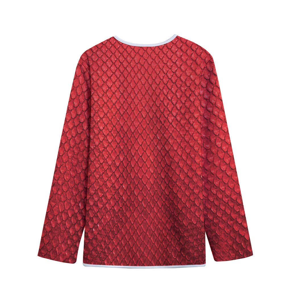 Red Python Snakeskin Print Long Sleeve Short Coat