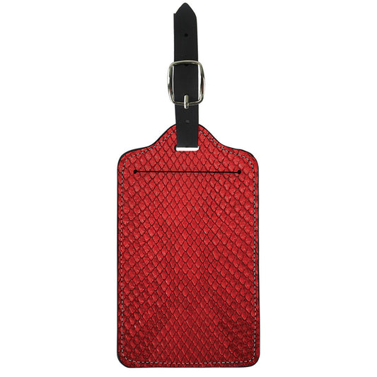Red Python Snakeskin Print Luggage Tag