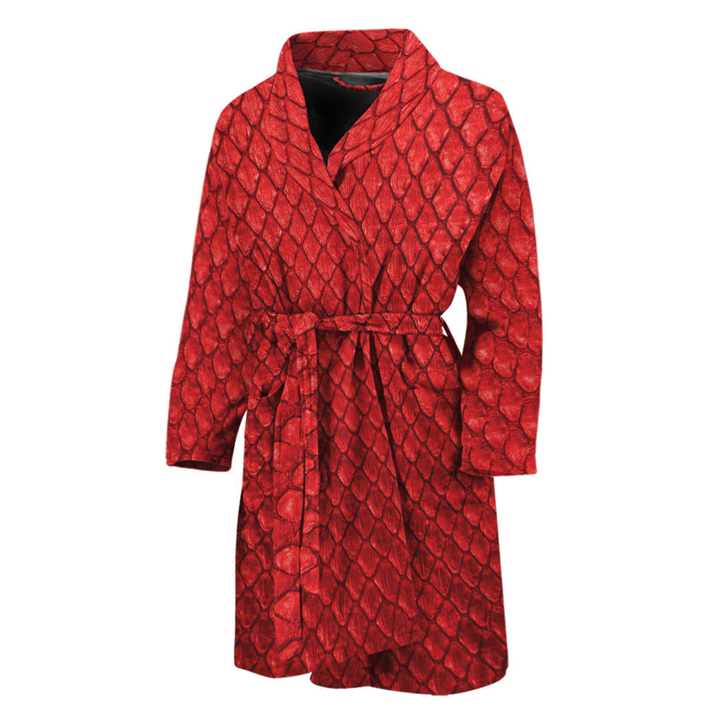 Red Python Snakeskin Print Men's Bathrobe