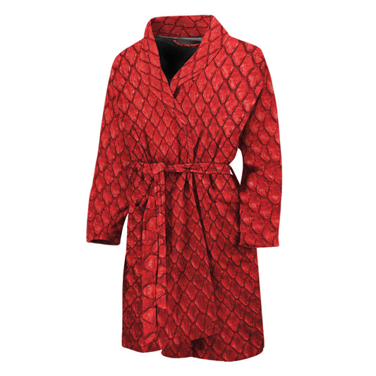 Red Python Snakeskin Print Men's Bathrobe