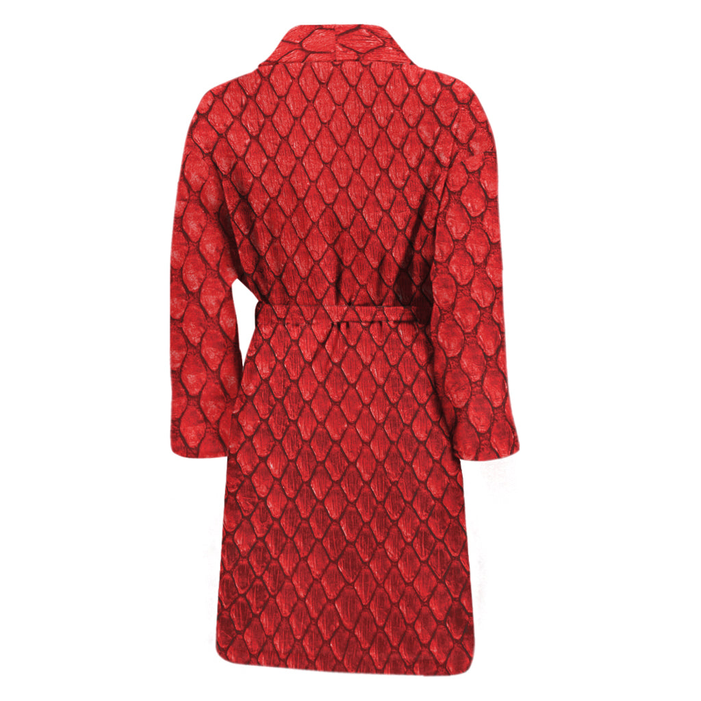 Red Python Snakeskin Print Men's Bathrobe
