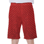 Red Python Snakeskin Print Men's Beach Shorts