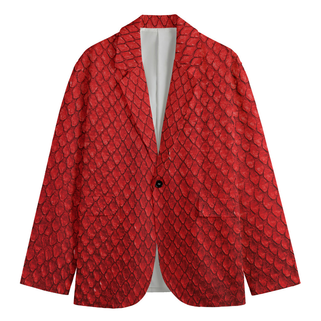 Red Python Snakeskin Print Men's Blazer