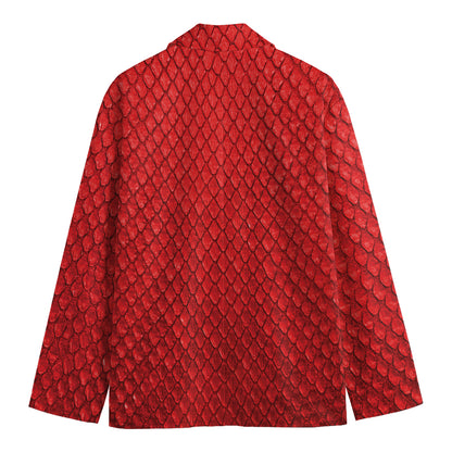 Red Python Snakeskin Print Men's Blazer