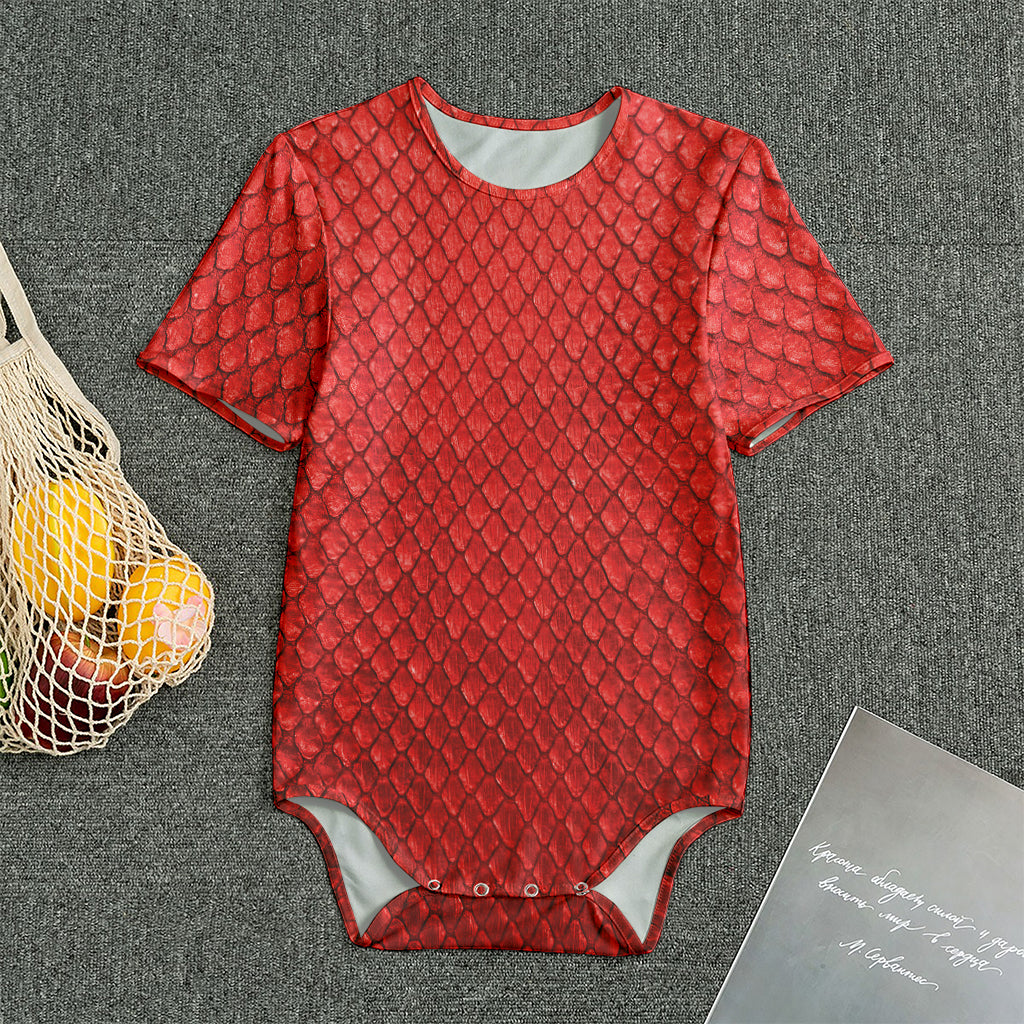 Red Python Snakeskin Print Men's Bodysuit