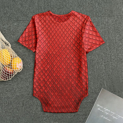 Red Python Snakeskin Print Men's Bodysuit