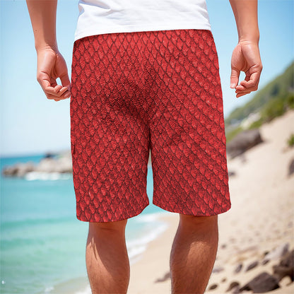 Red Python Snakeskin Print Men's Cargo Shorts