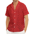 Red Python Snakeskin Print Men's Deep V-Neck Shirt