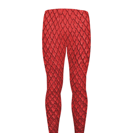 Red Python Snakeskin Print Men's leggings