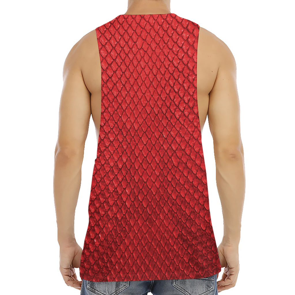 Red Python Snakeskin Print Men's Muscle Tank Top