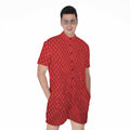 Red Python Snakeskin Print Men's Romper