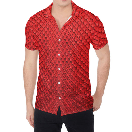Red Python Snakeskin Print Men's Shirt