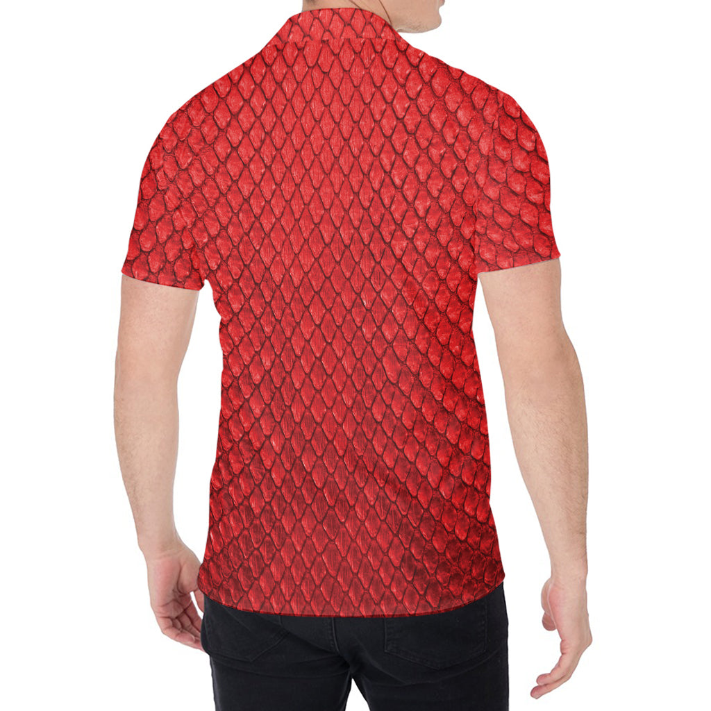Red Python Snakeskin Print Men's Shirt