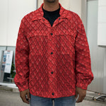 Red Python Snakeskin Print Men's Shirt Jacket