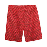 Red Python Snakeskin Print Men's Sports Shorts