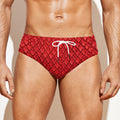 Red Python Snakeskin Print Men's Swim Briefs
