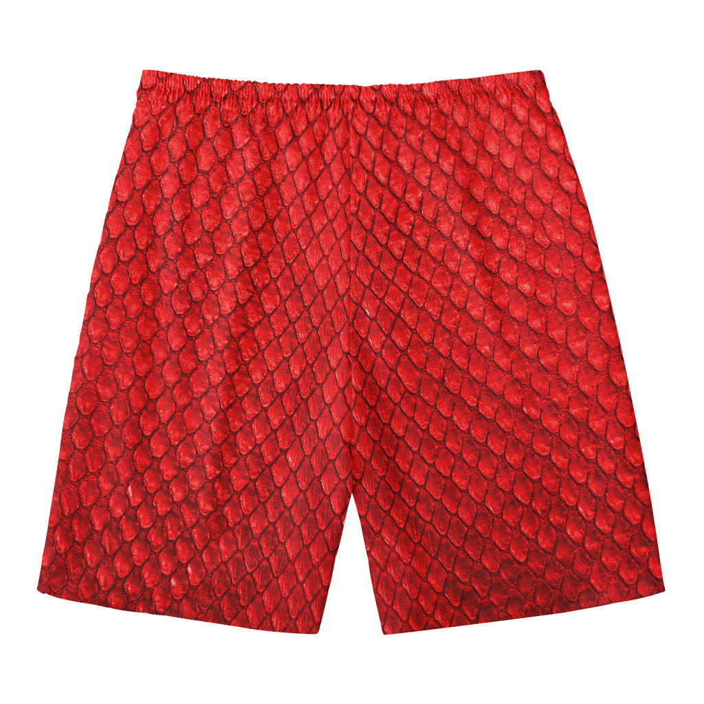 Red Python Snakeskin Print Men's Swim Trunks