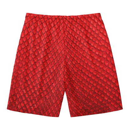 Red Python Snakeskin Print Men's Swim Trunks
